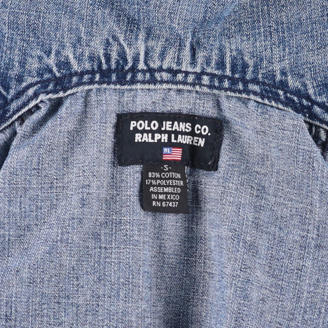 Ralph Lauren POLO JEANS COMPANY shawl collar denim tailored jacket for women, size S cotton blue type Vintage Second Hand