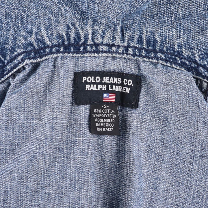 Ralph Lauren POLO JEANS COMPANY shawl collar denim tailored jacket for women, size S cotton blue type Vintage Second Hand
