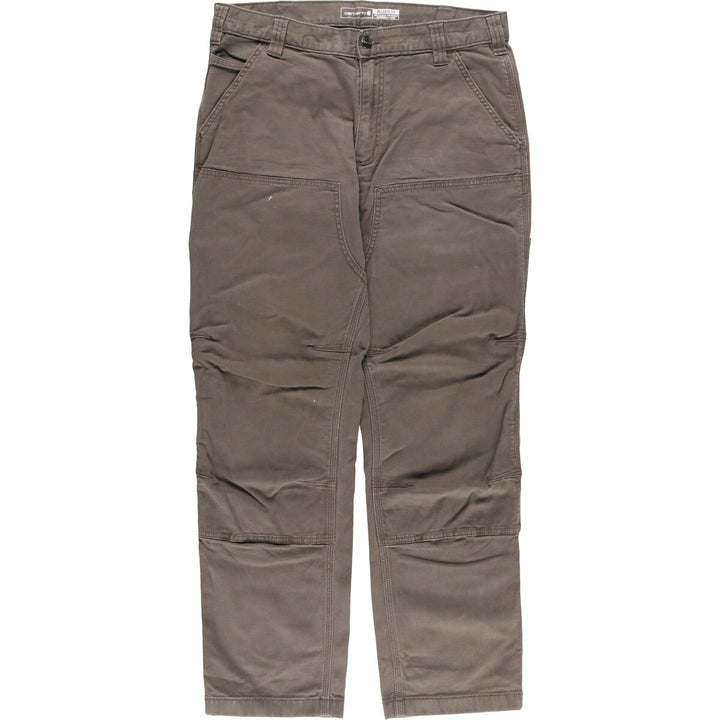 Carhartt Relaxed Fit Painted Double Knee Duck Work Pants for Men, W33 cotton Khaki type Vintage Second Hand