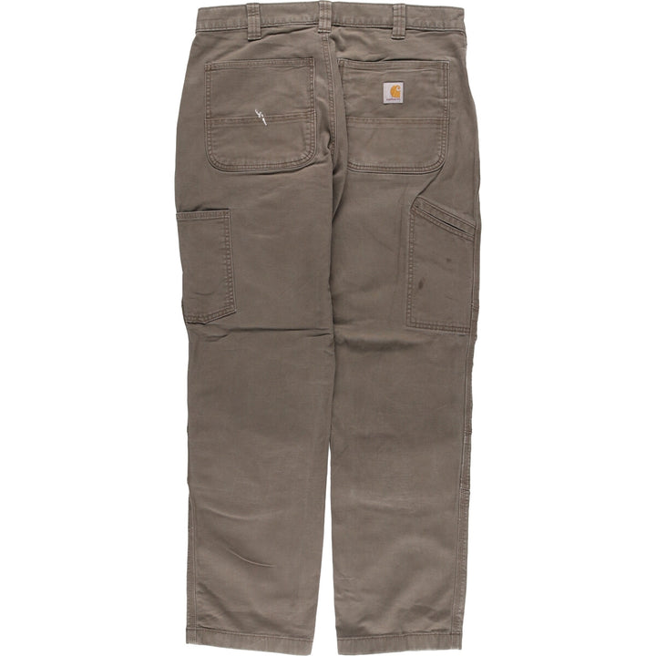Carhartt Relaxed Fit Painted Double Knee Duck Work Pants for Men, W33 cotton Khaki type Vintage Second Hand