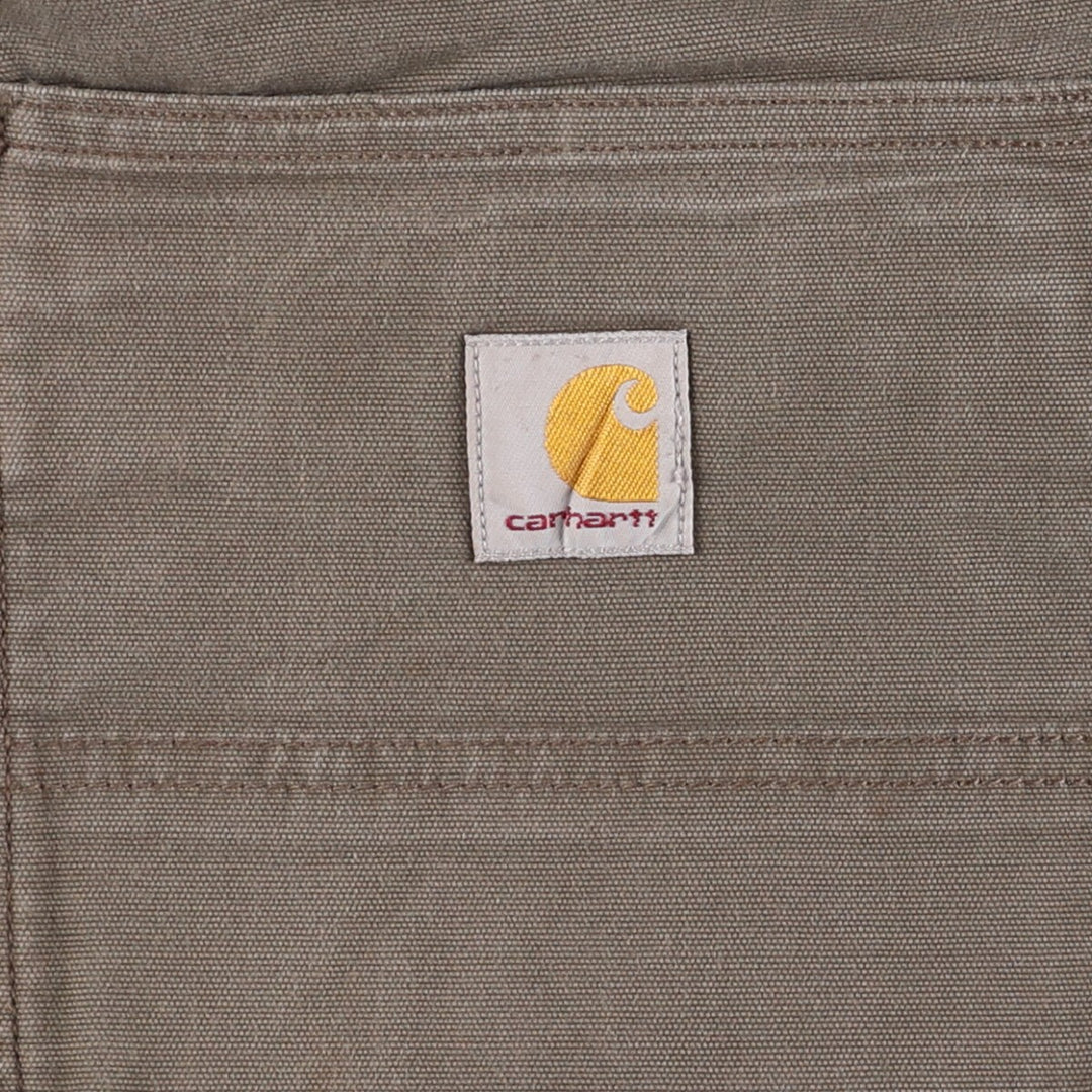 Carhartt Relaxed Fit Painted Double Knee Duck Work Pants for Men, W33 cotton Khaki type Vintage Second Hand