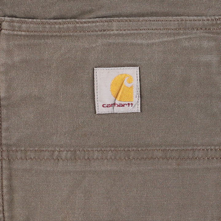 Carhartt Relaxed Fit Painted Double Knee Duck Work Pants for Men, W33 cotton Khaki type Vintage Second Hand