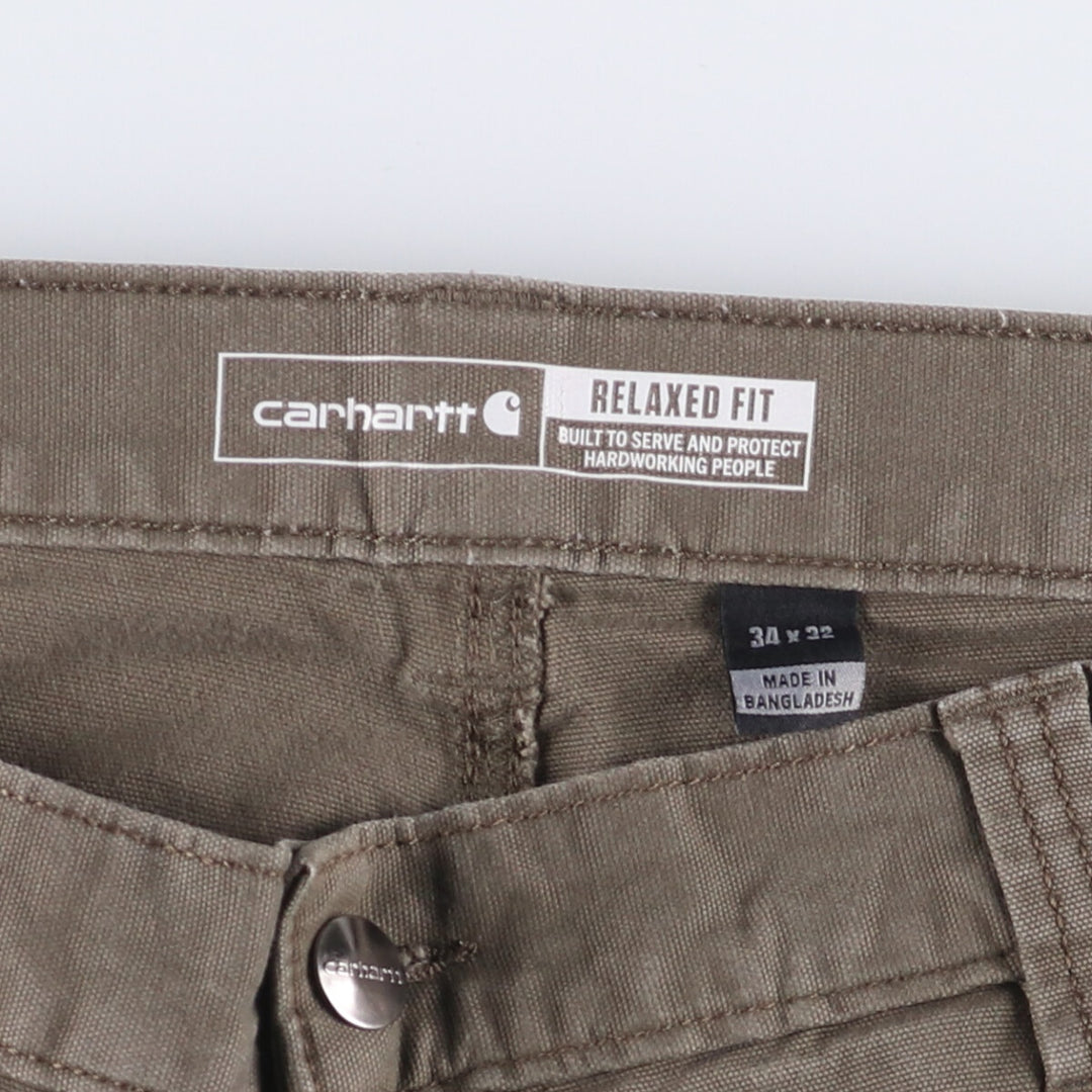 Carhartt Relaxed Fit Painted Double Knee Duck Work Pants for Men, W33 cotton Khaki type Vintage Second Hand