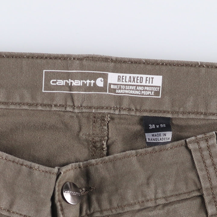 Carhartt Relaxed Fit Painted Double Knee Duck Work Pants for Men, W33 cotton Khaki type Vintage Second Hand
