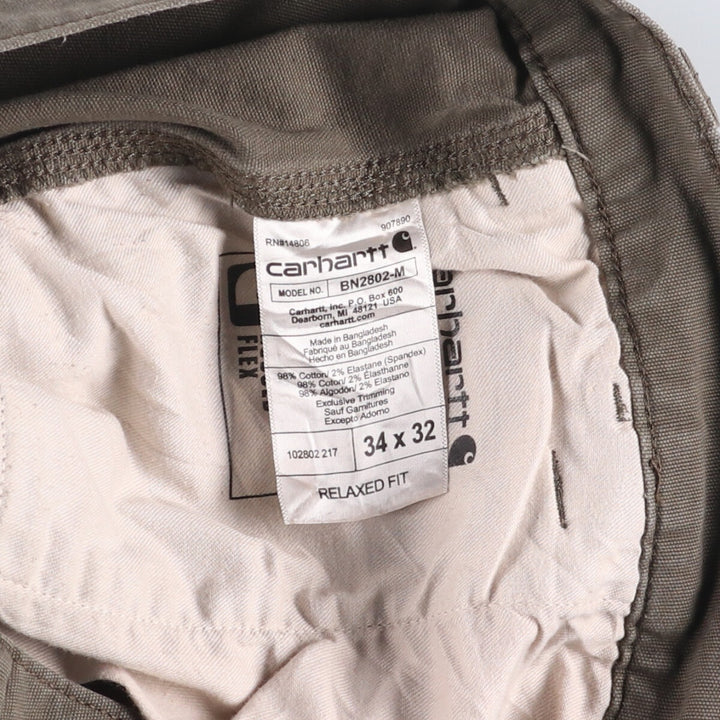 Carhartt Relaxed Fit Painted Double Knee Duck Work Pants for Men, W33 cotton Khaki type Vintage Second Hand