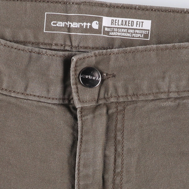Carhartt Relaxed Fit Painted Double Knee Duck Work Pants for Men, W33 cotton Khaki type Vintage Second Hand