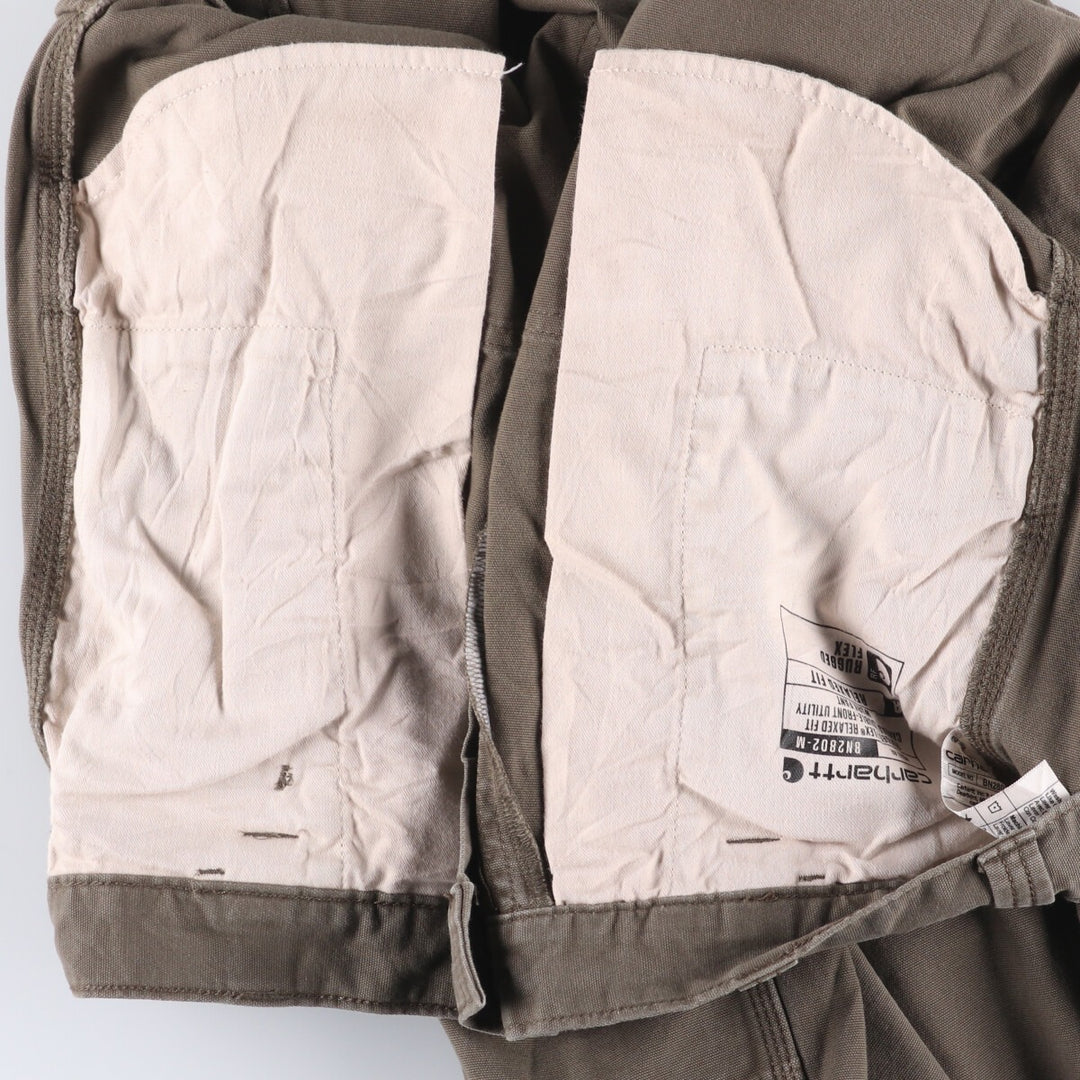 Carhartt Relaxed Fit Painted Double Knee Duck Work Pants for Men, W33 cotton Khaki type Vintage Second Hand