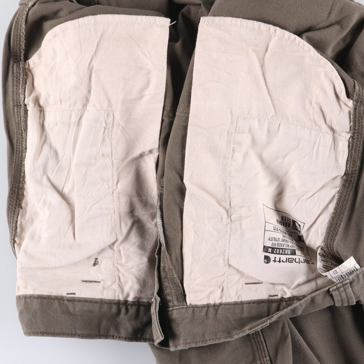 Carhartt Relaxed Fit Painted Double Knee Duck Work Pants for Men, W33 cotton Khaki type Vintage Second Hand