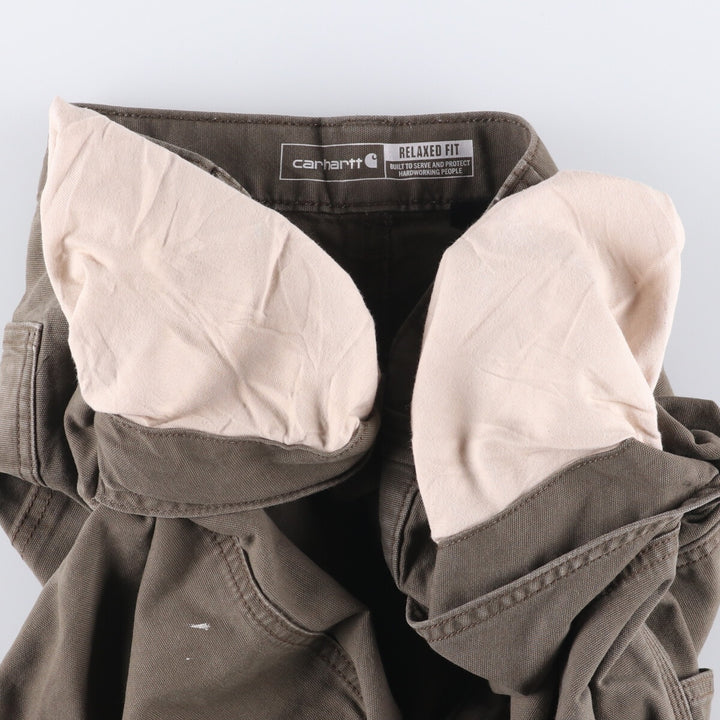 Carhartt Relaxed Fit Painted Double Knee Duck Work Pants for Men, W33 cotton Khaki type Vintage Second Hand