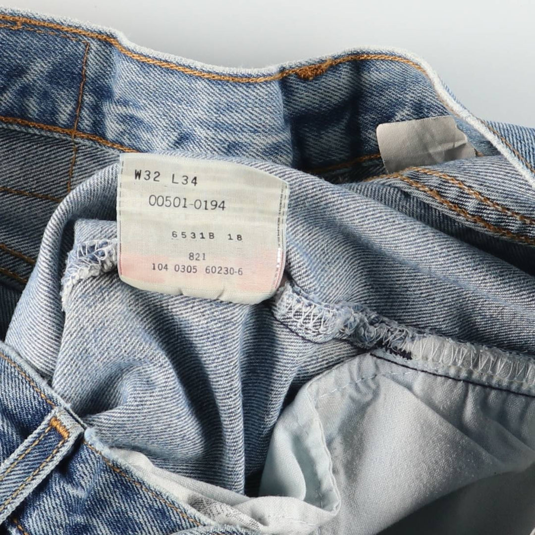 00'S Levi's 00501-0194 Straight denim pants for men, size W32 cotton blue type Vintage Second Hand