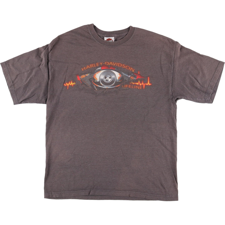 00'S Harley-Davidson Motorcycle Bike T-shirt Made in USA Men's L size cotton gray type Vintage Second Hand