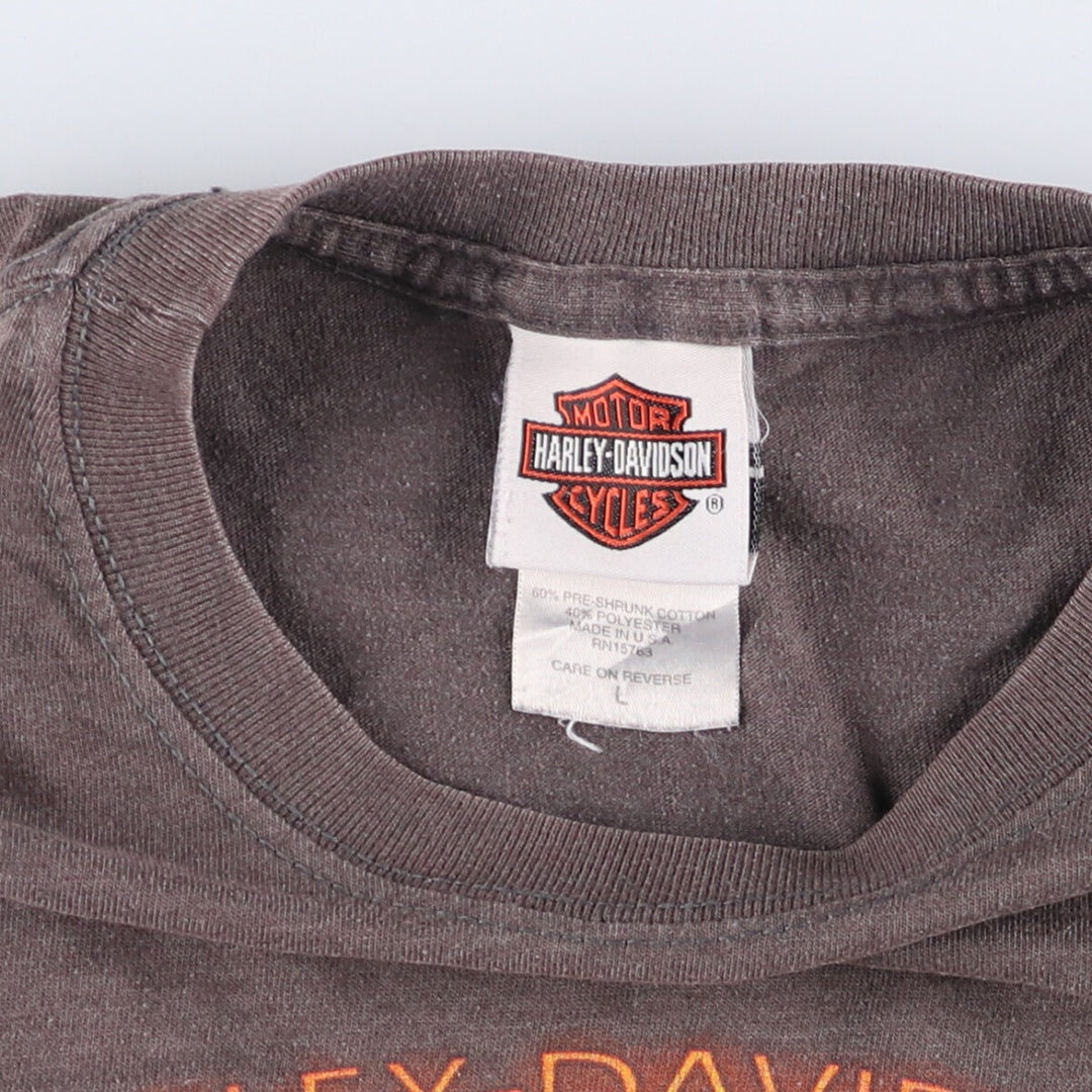 00'S Harley-Davidson Motorcycle Bike T-shirt Made in USA Men's L size cotton gray type Vintage Second Hand