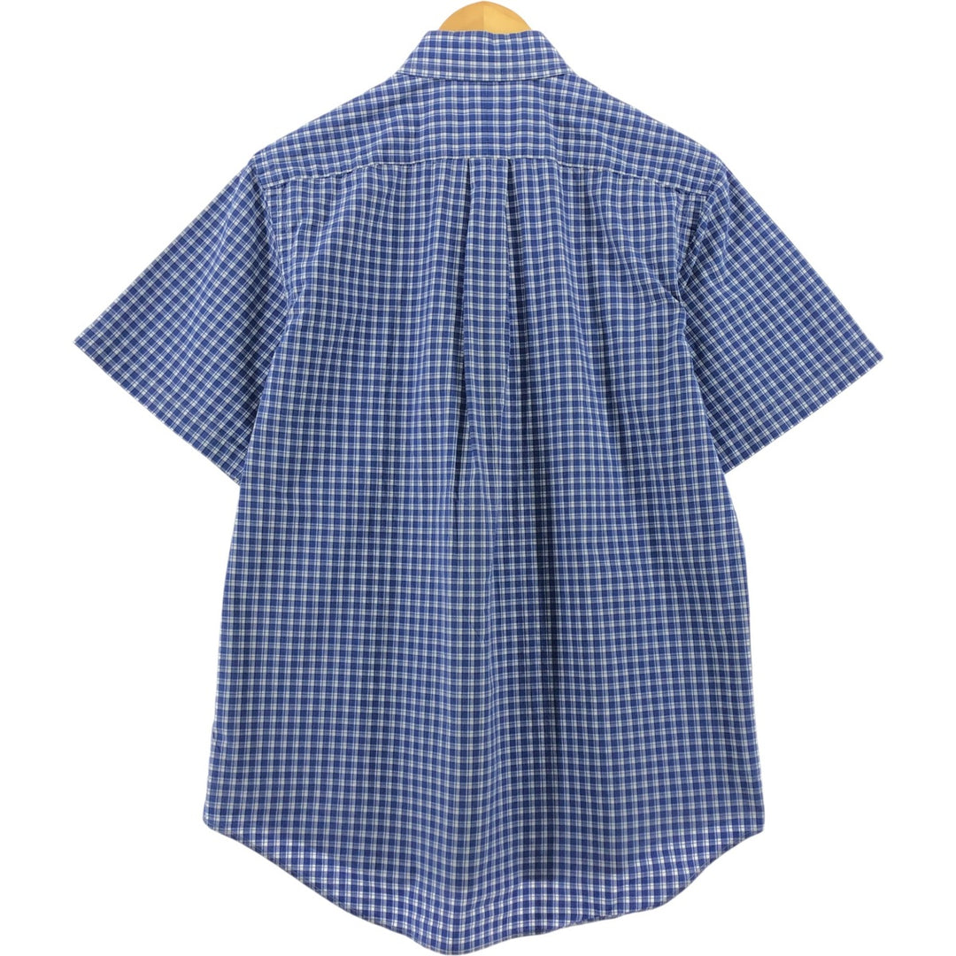 Ralph Lauren short sleeve button down check shirt, men's size M cotton blue type Vintage Second Hand