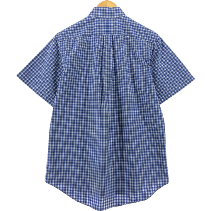 Ralph Lauren short sleeve button down check shirt, men's size M cotton blue type Vintage Second Hand