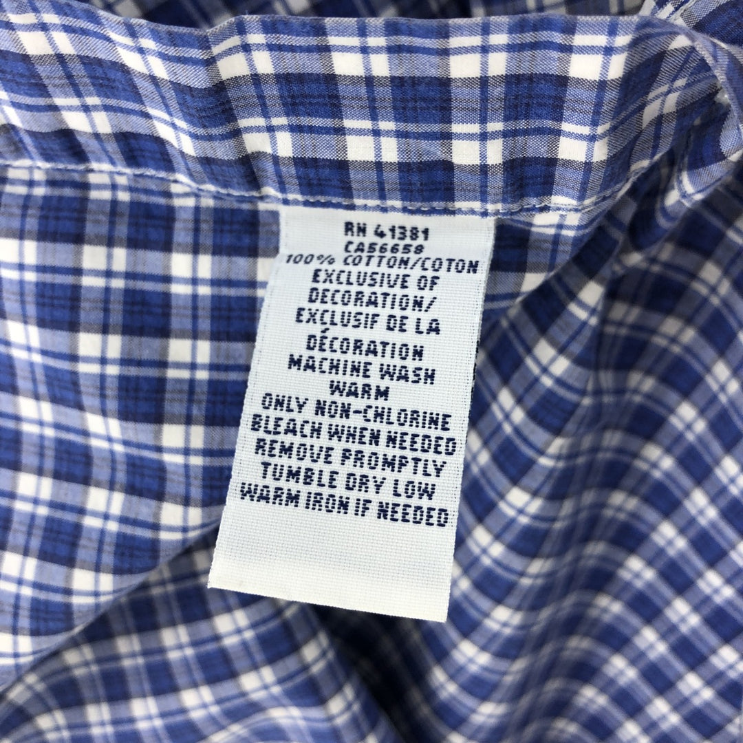 Ralph Lauren short sleeve button down check shirt, men's size M cotton blue type Vintage Second Hand