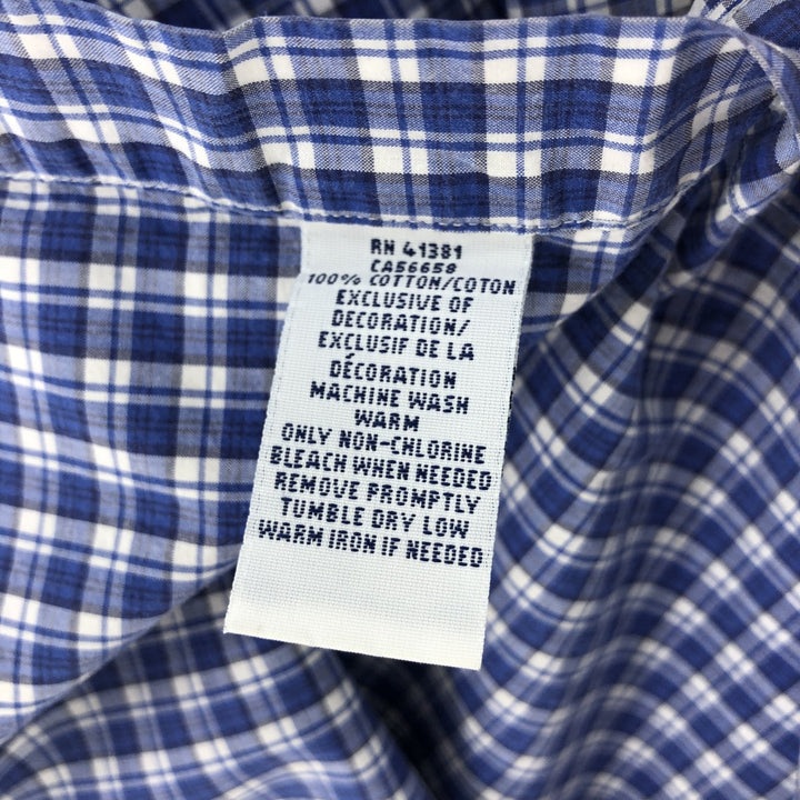 Ralph Lauren short sleeve button down check shirt, men's size M cotton blue type Vintage Second Hand