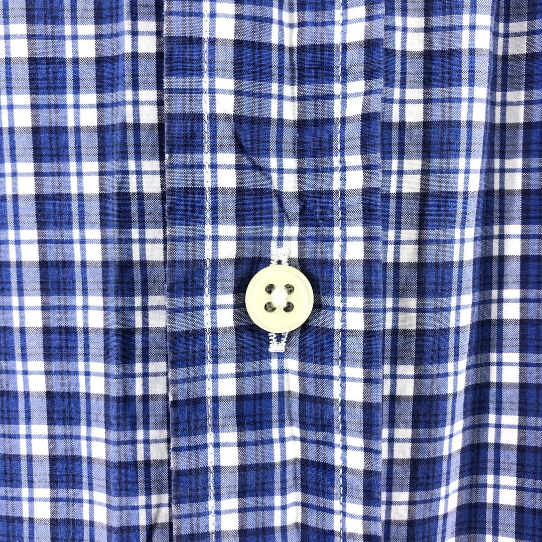 Ralph Lauren short sleeve button down check shirt, men's size M cotton blue type Vintage Second Hand
