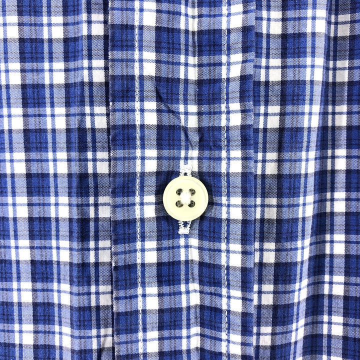 Ralph Lauren short sleeve button down check shirt, men's size M cotton blue type Vintage Second Hand