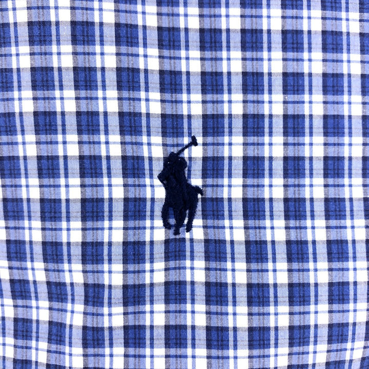 Ralph Lauren short sleeve button down check shirt, men's size M cotton blue type Vintage Second Hand