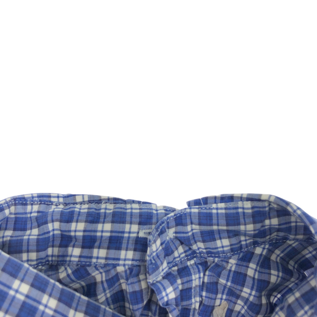 Ralph Lauren short sleeve button down check shirt, men's size M cotton blue type Vintage Second Hand