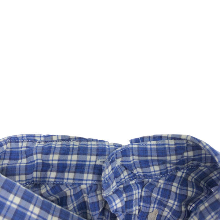 Ralph Lauren short sleeve button down check shirt, men's size M cotton blue type Vintage Second Hand