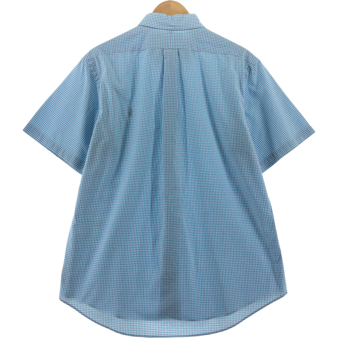 Ralph Lauren CUSTOM FIT short sleeve button down check shirt men's size L cotton Blue type light blue Vintage Second Hand