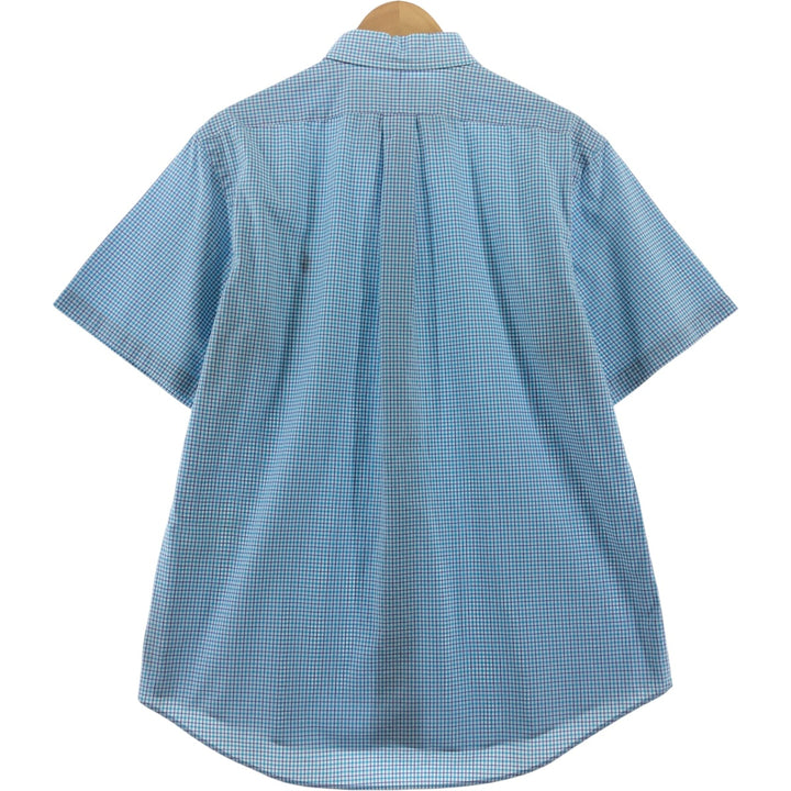 Ralph Lauren CUSTOM FIT short sleeve button down check shirt men's size L cotton Blue type light blue Vintage Second Hand