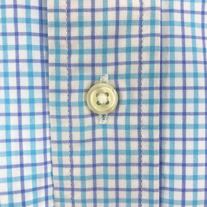 Ralph Lauren CUSTOM FIT short sleeve button down check shirt men's size L cotton Blue type light blue Vintage Second Hand