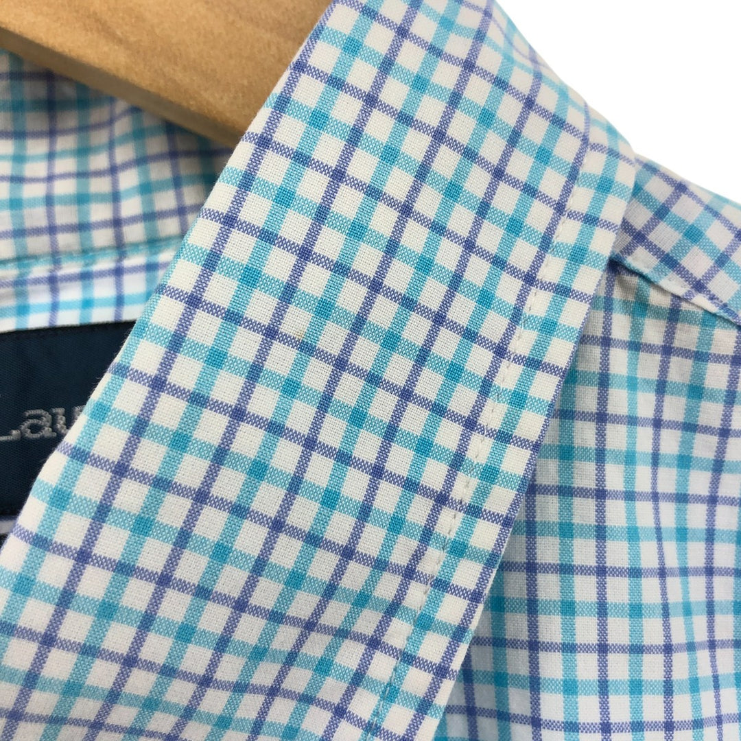 Ralph Lauren CUSTOM FIT short sleeve button down check shirt men's size L cotton Blue type light blue Vintage Second Hand