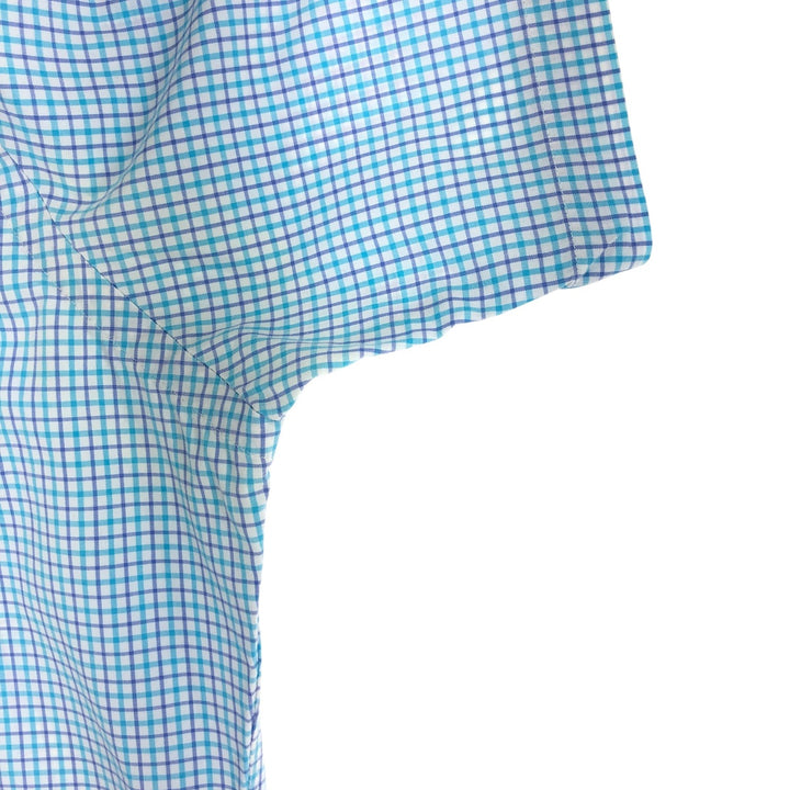 Ralph Lauren CUSTOM FIT short sleeve button down check shirt men's size L cotton Blue type light blue Vintage Second Hand