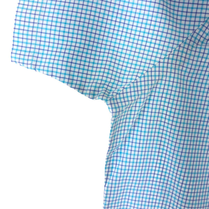 Ralph Lauren CUSTOM FIT short sleeve button down check shirt men's size L cotton Blue type light blue Vintage Second Hand