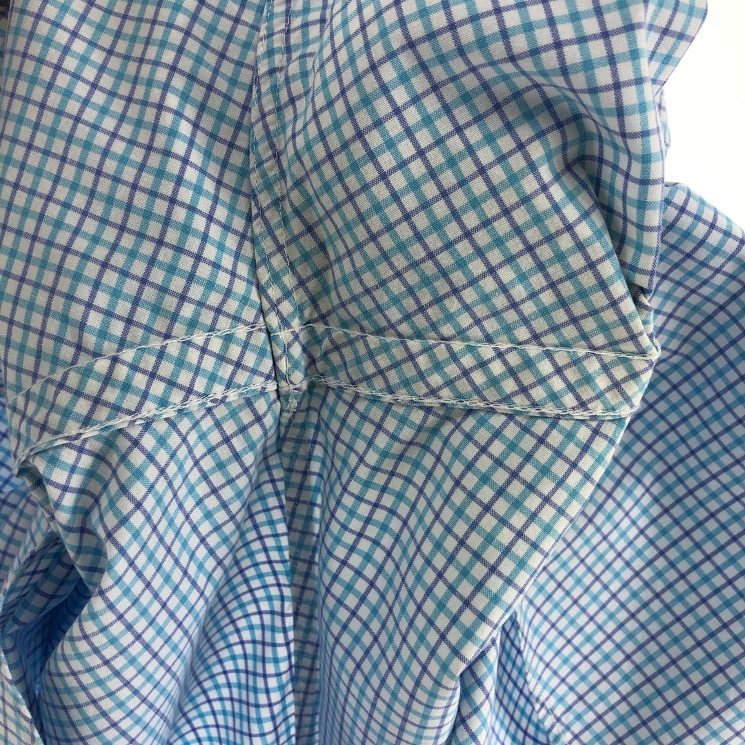 Ralph Lauren CUSTOM FIT short sleeve button down check shirt men's size L cotton Blue type light blue Vintage Second Hand
