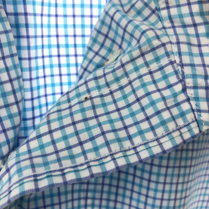 Ralph Lauren CUSTOM FIT short sleeve button down check shirt men's size L cotton Blue type light blue Vintage Second Hand