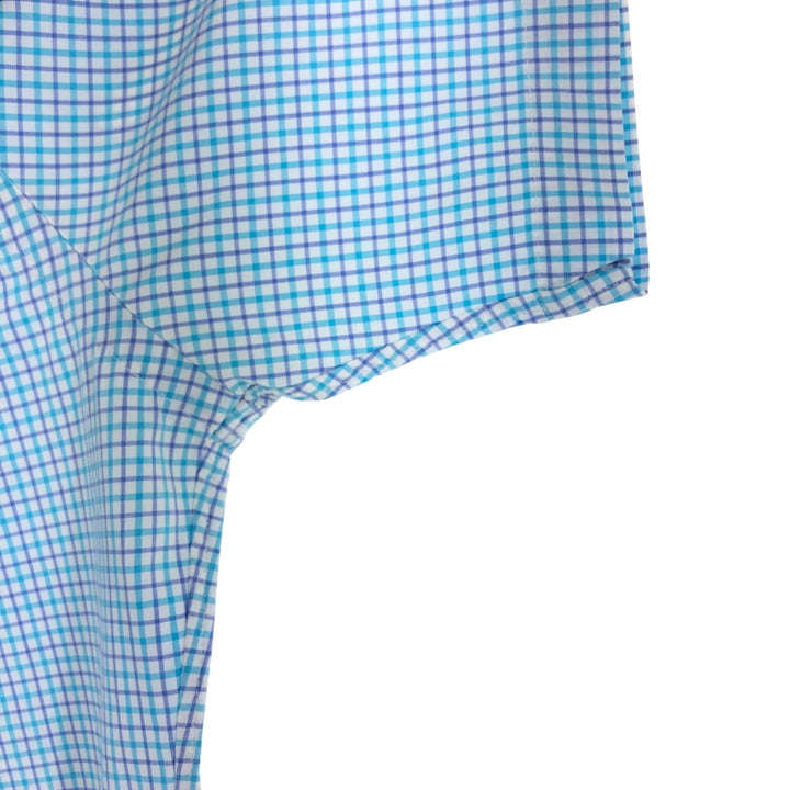 Ralph Lauren CUSTOM FIT short sleeve button down check shirt men's size L cotton Blue type light blue Vintage Second Hand