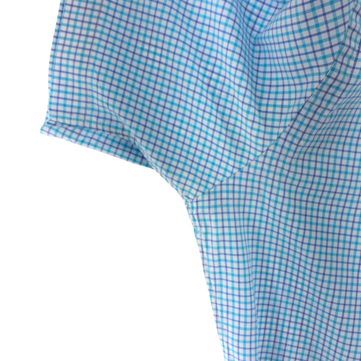 Ralph Lauren CUSTOM FIT short sleeve button down check shirt men's size L cotton Blue type light blue Vintage Second Hand