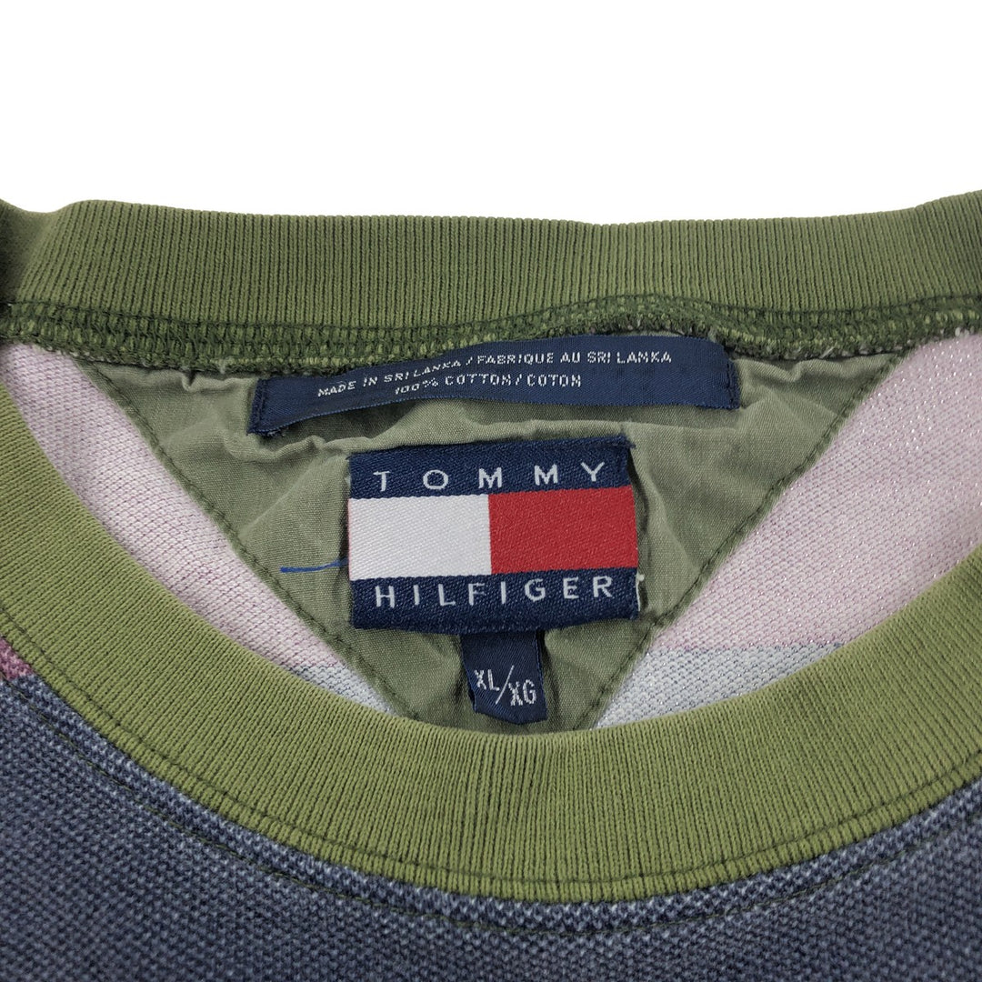 90'S Tommy Hilfiger Short Sleeve Striped T-Shirt Men's XL Vintage cotton Khaki type Vintage Second Hand