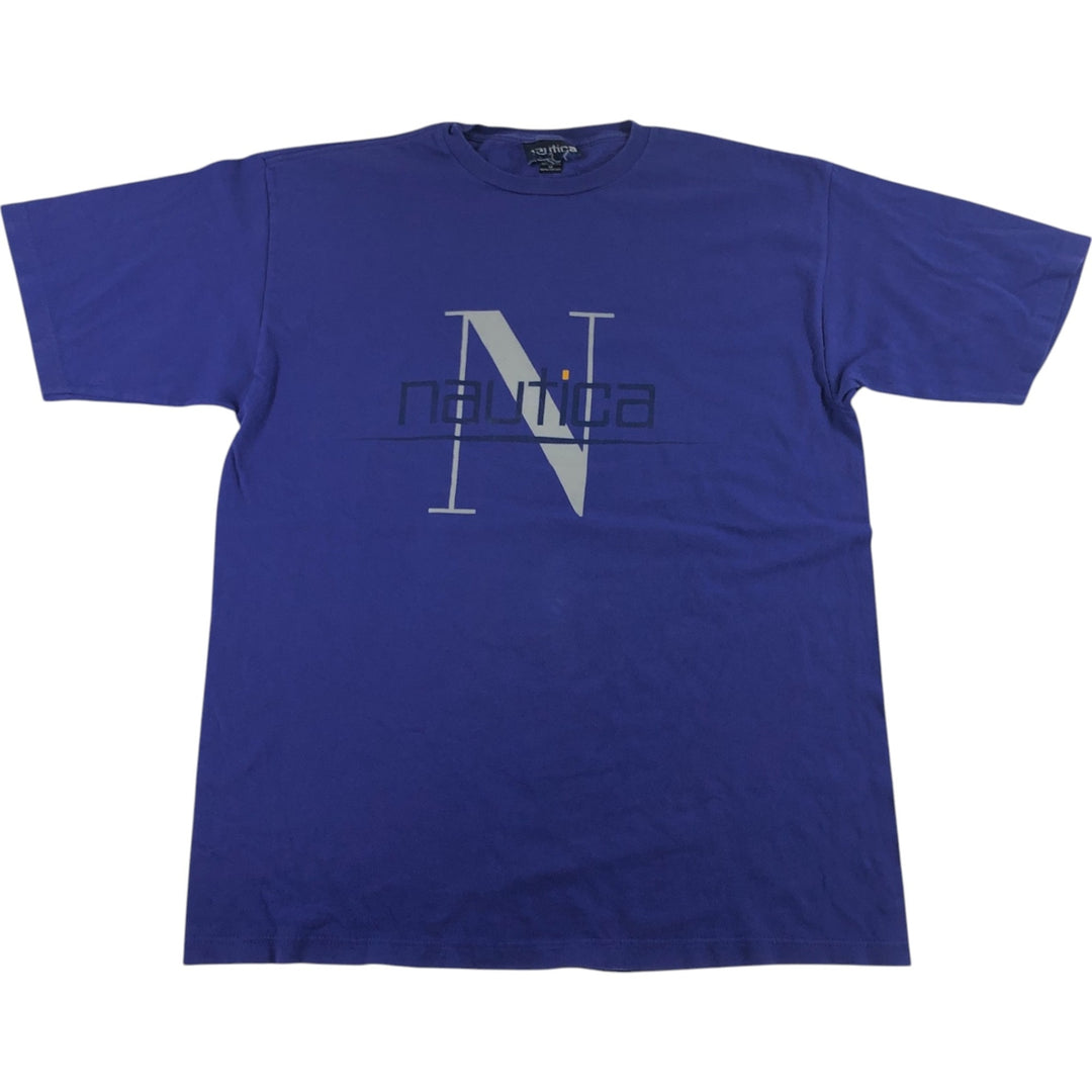 90'S Nautica Short Sleeve Logo T-Shirt Made in USA Men's Medium Vintage cotton purple type Vintage Second Hand