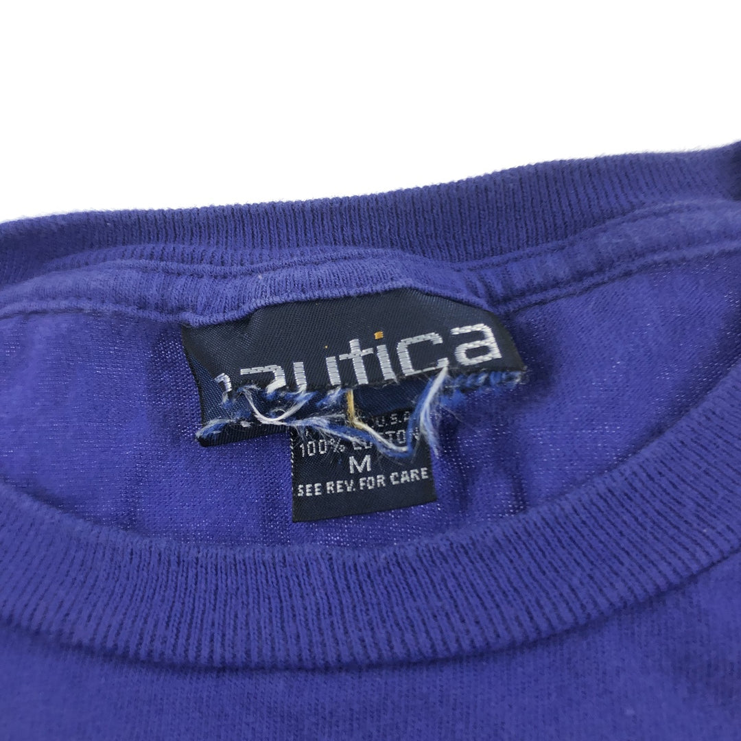 90'S Nautica Short Sleeve Logo T-Shirt Made in USA Men's Medium Vintage cotton purple type Vintage Second Hand