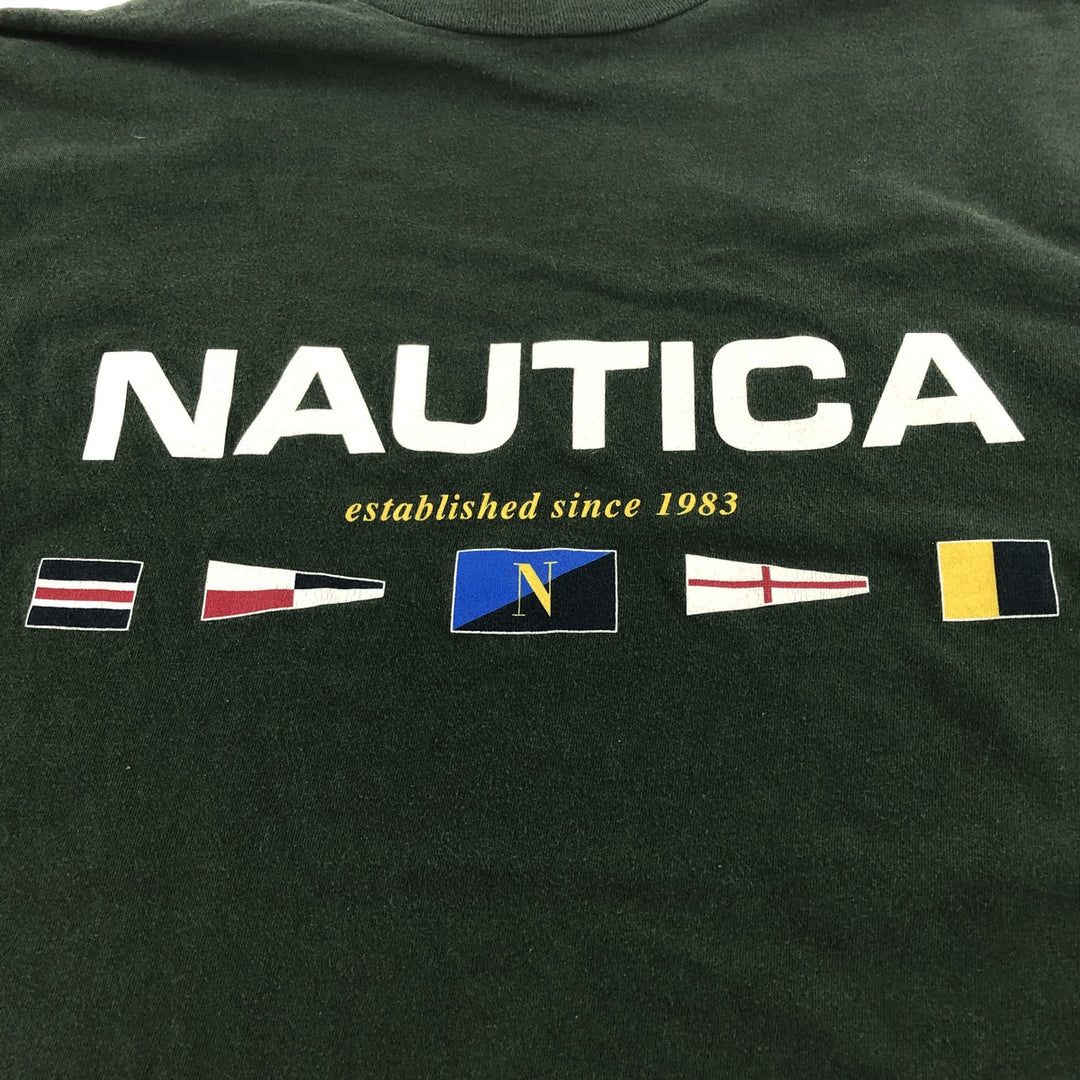 90'S Nautica Short Sleeve Logo T-Shirt Made in USA Men's XL Vintage cotton Green type dark green Vintage Second Hand