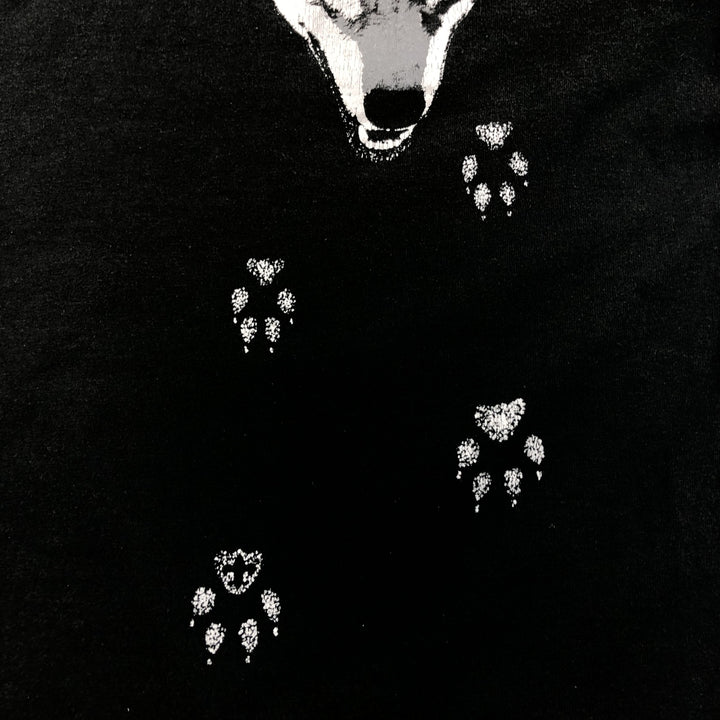 90'S Fruit of the Loom Wolf Pattern Animal T-shirt Made in USA Men's Medium Vintage cotton black type Vintage Second Hand