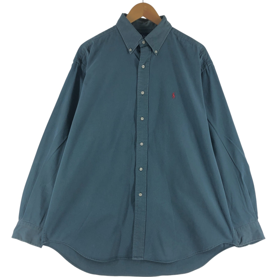 Ralph Lauren BLAIRE long sleeve button down shirt, men's size L cotton blue type Vintage Second Hand