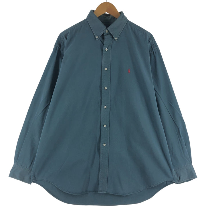 Ralph Lauren BLAIRE long sleeve button down shirt, men's size L cotton blue type Vintage Second Hand