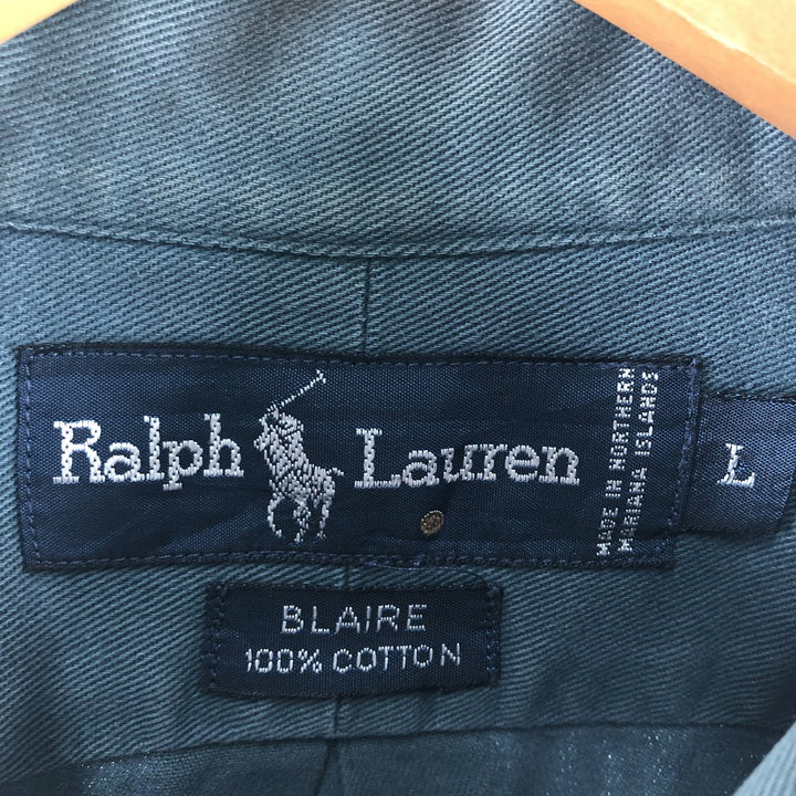 Ralph Lauren BLAIRE long sleeve button down shirt, men's size L cotton blue type Vintage Second Hand