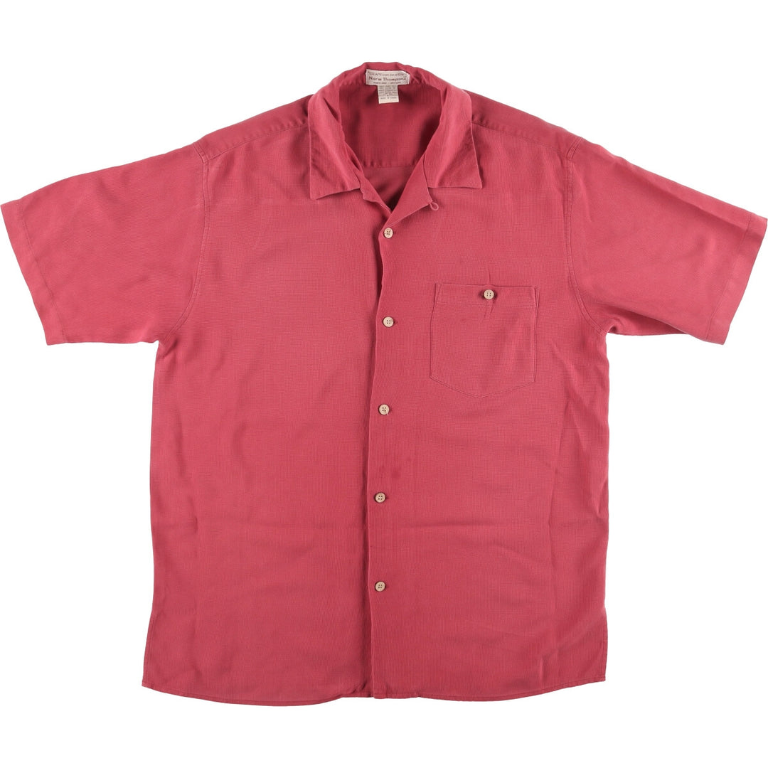NORM THOMPSON Short Sleeve Open Collar Silk Shirt Box Shirt Men's Size L cotton red type Vintage Second Hand