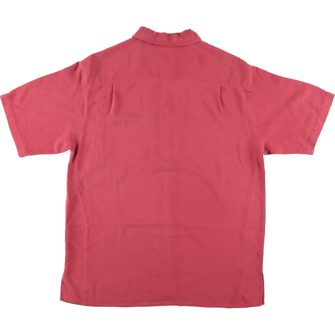 NORM THOMPSON Short Sleeve Open Collar Silk Shirt Box Shirt Men's Size L cotton red type Vintage Second Hand