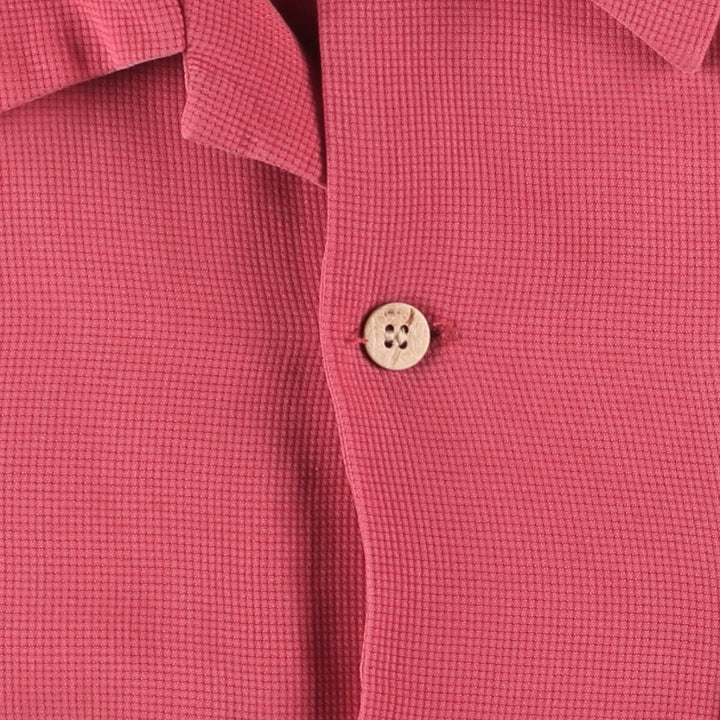 NORM THOMPSON Short Sleeve Open Collar Silk Shirt Box Shirt Men's Size L cotton red type Vintage Second Hand