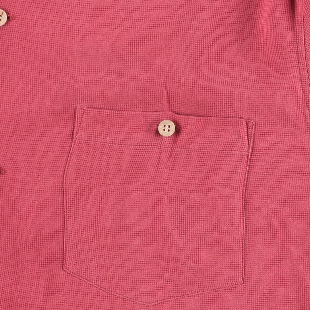 NORM THOMPSON Short Sleeve Open Collar Silk Shirt Box Shirt Men's Size L cotton red type Vintage Second Hand