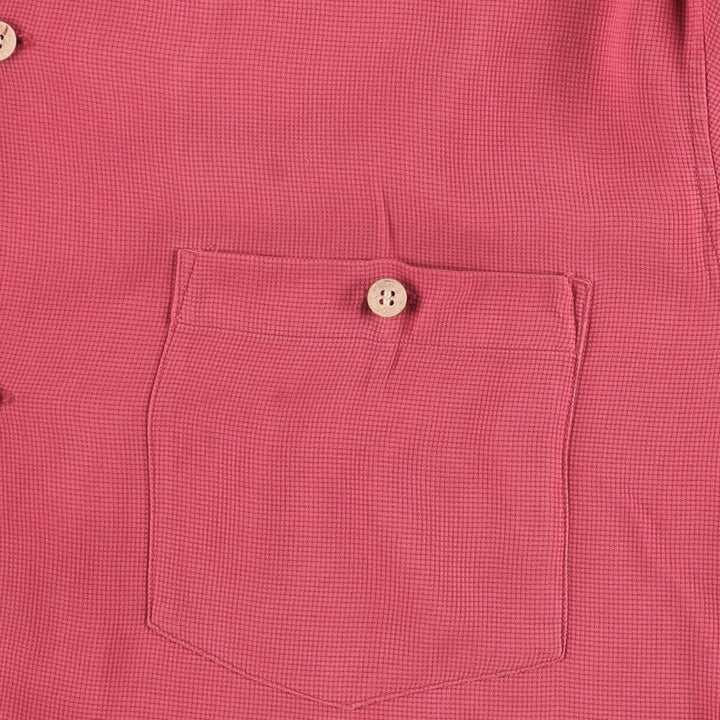 NORM THOMPSON Short Sleeve Open Collar Silk Shirt Box Shirt Men's Size L cotton red type Vintage Second Hand