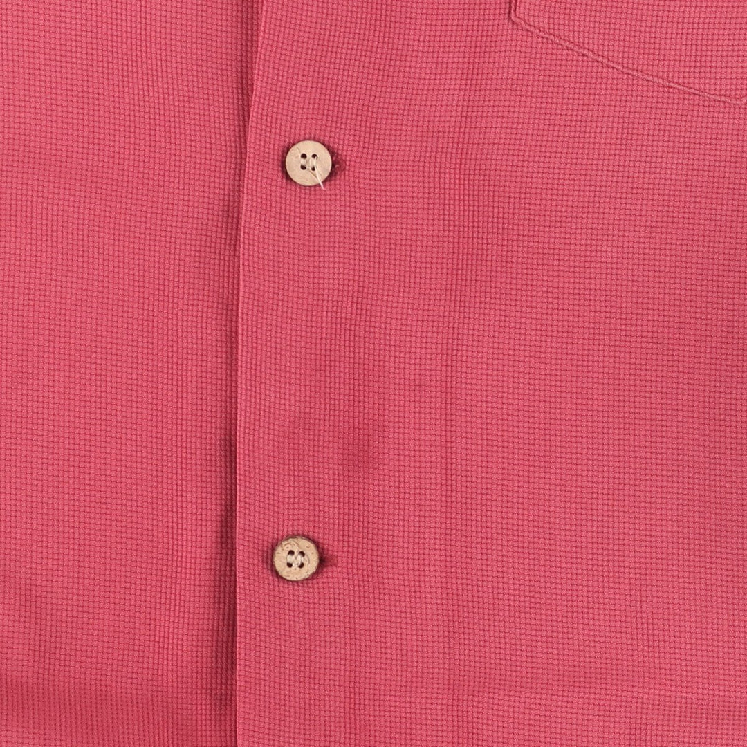 NORM THOMPSON Short Sleeve Open Collar Silk Shirt Box Shirt Men's Size L cotton red type Vintage Second Hand