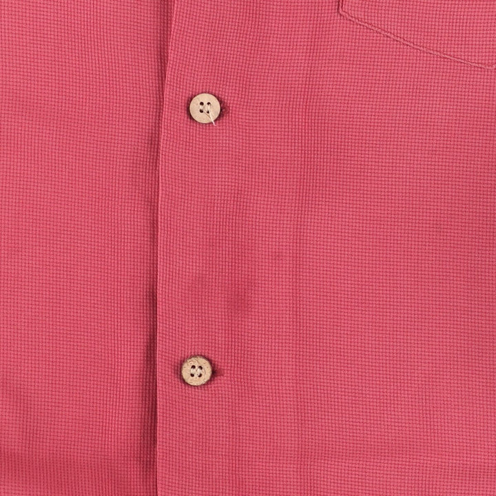 NORM THOMPSON Short Sleeve Open Collar Silk Shirt Box Shirt Men's Size L cotton red type Vintage Second Hand